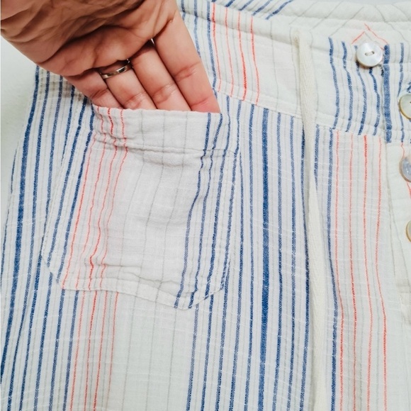 Sundance White & Multicolor Striped Gauze Cotton Pants | Button Front | Size S - Picture 5 of 7